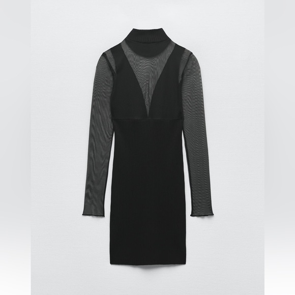 Zara COMBINATION TULLE DRESS. Black. Size S. New with Tags - Picture 6 of 7